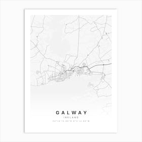 Galway Ireland White Map Art Print