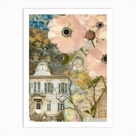 Blush Pink Flowers Scrapbook Collage Cottage 1 Art Print