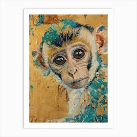 Baby Monkey Gold Effect Collage 2 Art Print