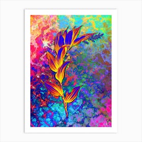 Treacleberry Botanical in Acid Neon Pink Green and Blue Art Print
