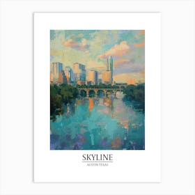 Skyline Austin Texas Oil Painting 1 Poster Art Print