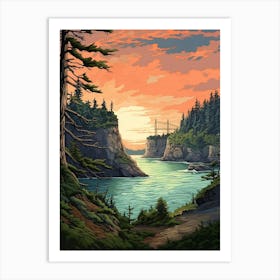 Deception Pass State Park Retro Pop Art 6 Art Print