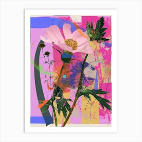 Cosmos 4 Neon Flower Collage Art Print