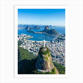 Aerial View Of Rio De Janeiro Capturing Cristo Redentor Christ The Redeemer Statue On Corcovado Mo (3) Art Print