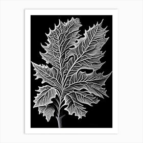 Oak Leaf Linocut 3 Art Print