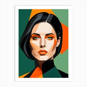 Geometric Woman Portrait Pop Art (13) Art Print