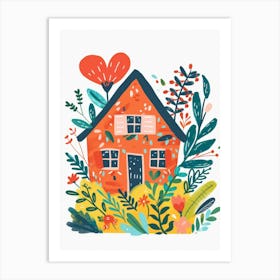 House With Flowers 2 Art Print