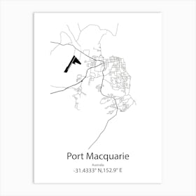 Port Macquarie,Australia Minimalist Map Art Print