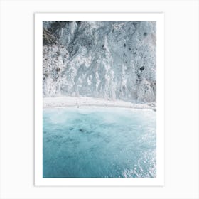 Blue And White Coastline, Portrait Art Print