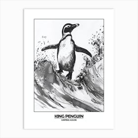 Penguin Surfing Waves Poster 9 Art Print