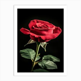 Red Rose Isolated On Black Background 2 Art Print