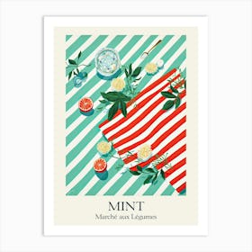 Marche Aux Legumes Mint Summer Illustration 5 Art Print