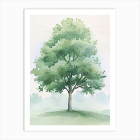 Paulownia Tree Atmospheric Watercolour Painting 1 Art Print