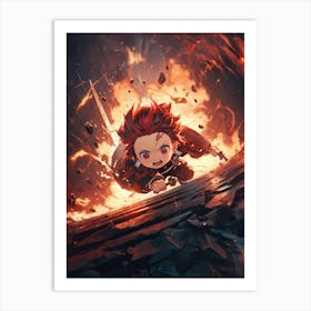 Anime Character In Flames Art Print