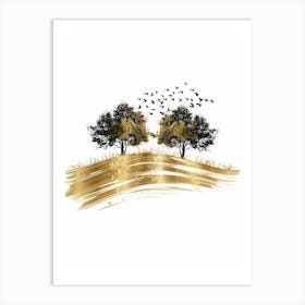 Gold Trees 1 Art Print