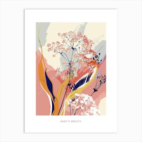 Colourful Flower Illustration Poster Babys Breath 1 Art Print