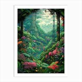 Monteverde Cloud Forest Pixel Art 1 Art Print