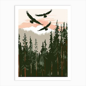 Eagles In The Forest Art Print