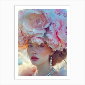 Peony girl Art Print