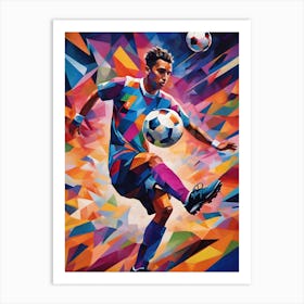 Soccer Player Kicking The Ball Art Print