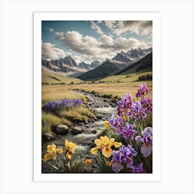 Irises In The Mountains Art Print