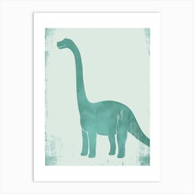 Blue Brontosaurus Dinosaur Silhouette 3 Art Print