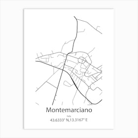 Montemarciano,Italy Minimalist Map Art Print