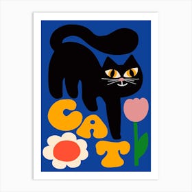 Cat And Tulip Art Print