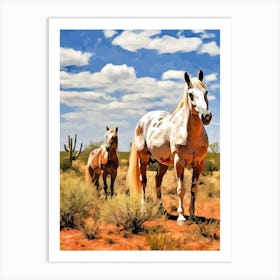 Horses Painting In Arizona Desert, Usa 2 Art Print