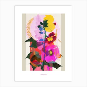 Hollyhock 4 Neon Flower Collage Poster Art Print