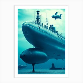 Submarine In The Water Art Print