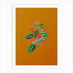 Vintage Standish's Fuchsia Flower Branch Botanical on Sunset Orange n.0230 Art Print