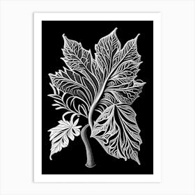 Witch Hazel Leaf Linocut 2 Art Print