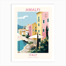 Amalfi, Italy, Flat Pastels Tones Illustration 4 Poster Art Print