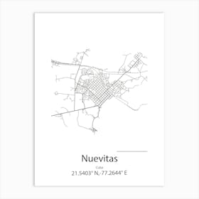 Nuevitas,Cuba Minimalist Map Art Print