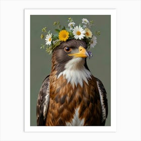 Eagle With A Flower Crown European Robin Art Print