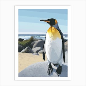 King Penguin Boulders Beach Simons Town Minimalist Illustration 2 Art Print