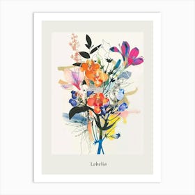 Lobelia 2 Collage Flower Bouquet Poster Art Print