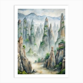 A Minimalist Depiction Of The Stone Forest In Chin Art Print