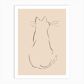 Cat Drawing - Boho, Line Art Art Print