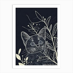 Ojos Azules Cat Minimalist Illustration 3 Art Print