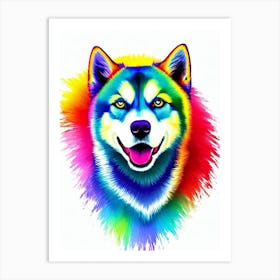 Siberian Husky Rainbow Oil Painting Dog Art Print