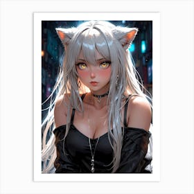 Anime Girl With Cat Ears Art Print