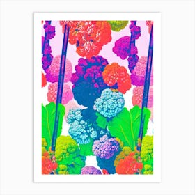 Cauliflower Risograph Retro Poster vegetable Art Print