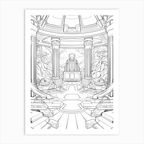 The Jedi Temple (Star Wars) Fantasy Inspired Line Art 2 Art Print