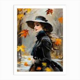 Autumn Woman In Hat Art Print