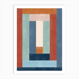 Geometric Painting in Terracotta and Blue No.1 Art Print