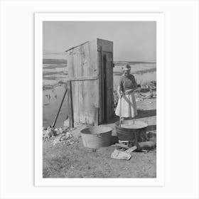 Daughter Of Roofer Washing Clothes In Front Of Family S Tent Home, Corpus Christi, Texas By Russell Lee Art Print