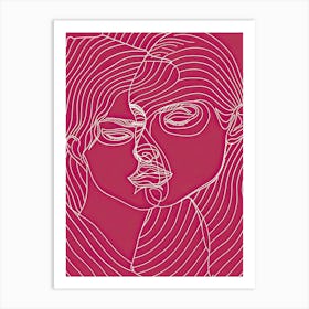 Simplicity Pink Lines Woman Abstract 5 Art Print