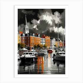 Harbor At Night Art Print